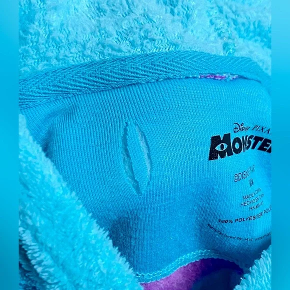 Disney Blue and Purple Sulley Plush Hooded Onesie Pajamas - Picture 12 of 13